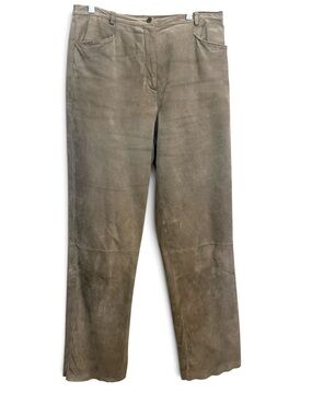 J. Jill Genuine Suede Leather Pants in Taupe